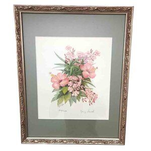 Mary Powell Signed Lithograph Framed Print Tropical Floral